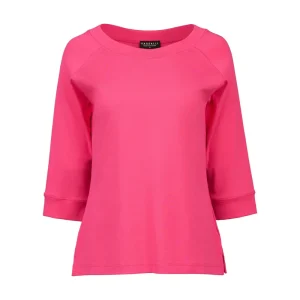 Vassalli TEES & TOPS & SHIRTS|3/4 Sleeve Boat Neck Top | Fuchsia