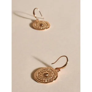 Adorne ACCESSORIES|Stone Disc Mini Hoops | Gold