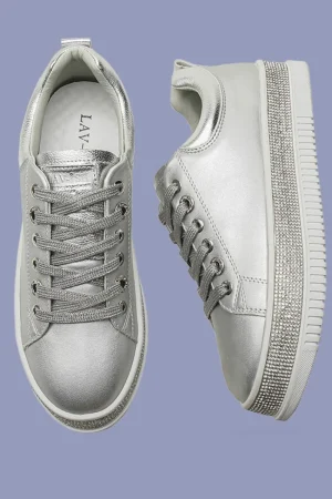Aidangus SHOES|Lav-ish Crystal Sneakers | Silver