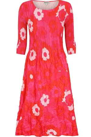 Alquema DRESSES|3/4 Sleeve Smash Pocket Dress | Pink Flower Spot