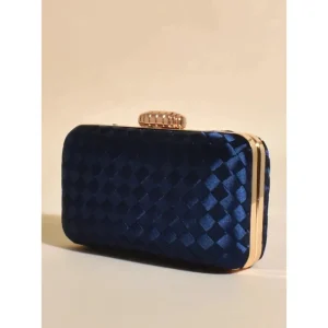 Adorne ACCESSORIES|Aurelia Satin Plait Structured Case | Dark Navy