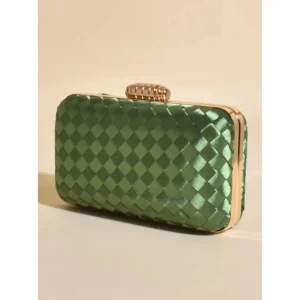 Adorne ACCESSORIES|Aurelia Satin Plait Structured Case | Green