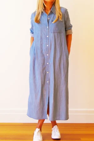 Who's charlie DRESSES|Belle Long Denim Dress