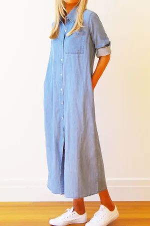 Who's charlie DRESSES|Belle Long Denim Dress