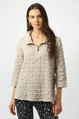 Joseph Ribkoff TEES & TOPS & SHIRTS|Bubble Jacquard A-Line Top | Moonstone