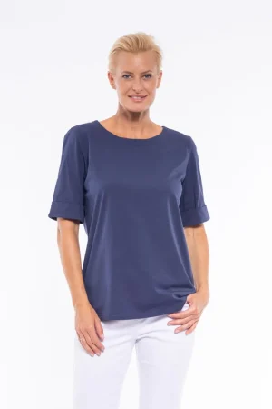 Cafe Latte TEES & TOPS & SHIRTS|Cuffed Sleeve T-Shirt | Navy