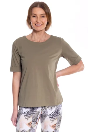 Cafe Latte TEES & TOPS & SHIRTS|Cuffed Sleeve T-Shirt | Khaki
