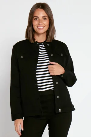 Cafe Latte COATS & JACKETS|Mandarin Collar Jean Jacket | Red