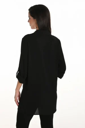 Joseph Ribkoff COATS & JACKETS|Casual V-Neck Shirt | Black