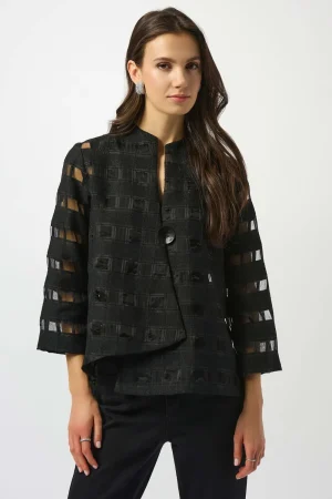 Joseph Ribkoff COATS & JACKETS|Checkered Swing Jacket | Black