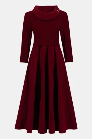 Joseph Ribkoff DRESSES|Cowl Collar Spliced Memory Dress | Red