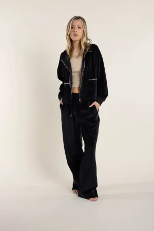 Two T's COATS & JACKETS|Cropped Velour Jacket | Black