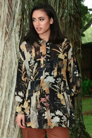 Curate By Trelise Cooper TEES & TOPS & SHIRTS|Button Up Buttercup Blouse | Black Gold