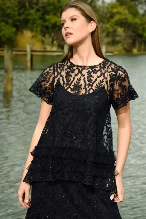 Curate By Trelise Cooper TEES & TOPS & SHIRTS|Drink Bling Be Merry Top | Black Sequin