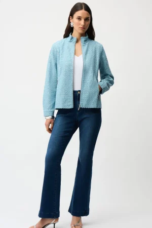 Joseph Ribkoff COATS & JACKETS|Denim Jacket With Allover Sequins | Sky Blue