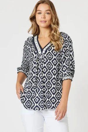 Threadz TEES & TOPS & SHIRTS|Diamonds Are Forever Top | Navy/White