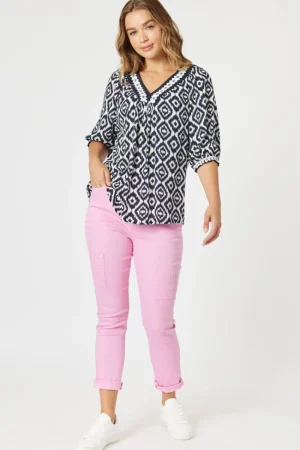 Threadz TEES & TOPS & SHIRTS|Diamonds Are Forever Top | Navy/White