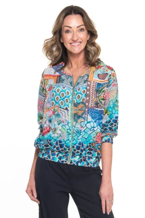 Silvermaple Collection COATS & JACKETS|Diaz Bomber Jacket | Cobalt Mosaic