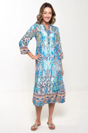 Silvermaple Collection DRESSES|Erin V-Neck Dress | Santorini Tile