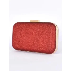 Adorne ACCESSORIES|Everly Bar Top Structured Clutch | Red/Gold