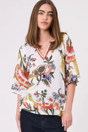 Design Nation TEES & TOPS & SHIRTS|Fankie Top | White Multi