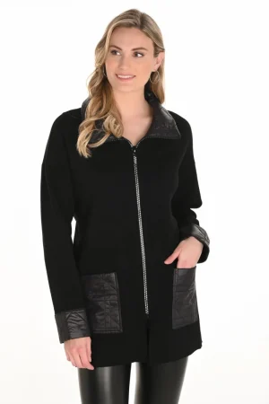 Frank Lyman COATS & JACKETS|Collared Long Sleeve Jacket | Black