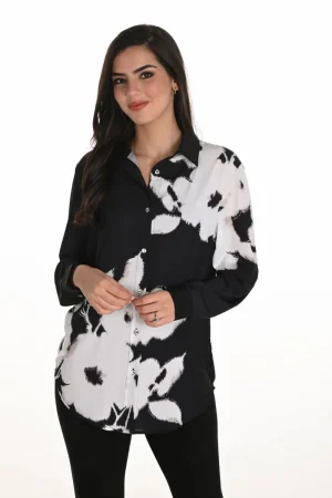 Frank Lyman TEES & TOPS & SHIRTS|Embroidered Blouse | White/Black