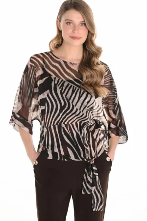 Frank Lyman TEES & TOPS & SHIRTS|Zebra Top | Brown/Beige