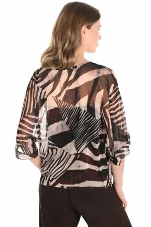 Frank Lyman TEES & TOPS & SHIRTS|Zebra Top | Brown/Beige