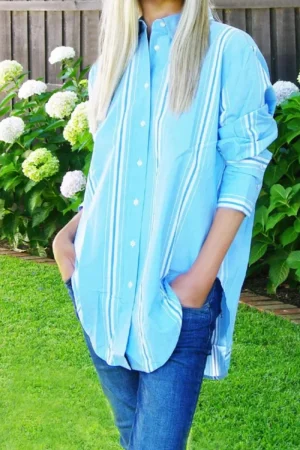 Who's charlie TEES & TOPS & SHIRTS|Harriot Stripe Shirt | Chambray