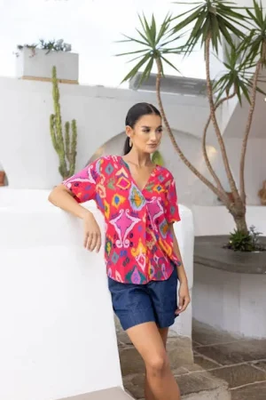Two T's TEES & TOPS & SHIRTS|Ikat Print Top | Ikat