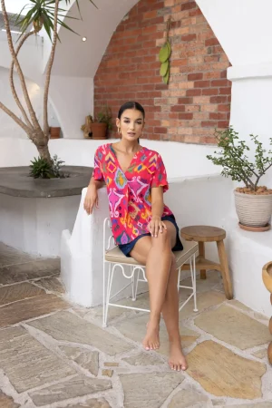 Two T's TEES & TOPS & SHIRTS|Ikat Print Top | Ikat