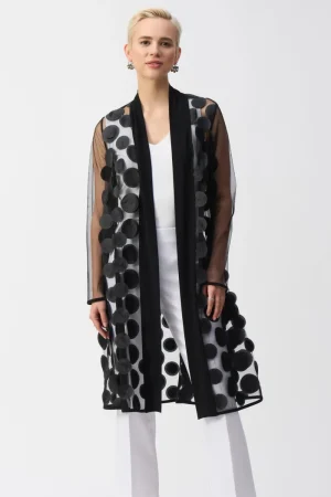 Joseph Ribkoff COATS & JACKETS|3D Dot and Mesh Cover-Up | Black