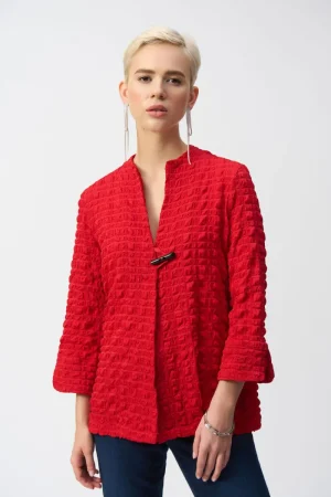 Joseph Ribkoff COATS & JACKETS|Bubble Jacquard Jacket | Red