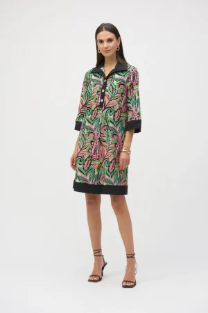 Joseph Ribkoff DRESSES|Poplin Paisley Print A-Line Dress | Multi