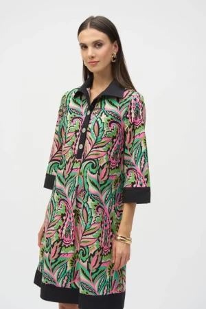 Joseph Ribkoff DRESSES|Poplin Paisley Print A-Line Dress | Multi