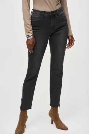Joseph Ribkoff PANTS|Rhinestone Jeans | Charcoal Grey