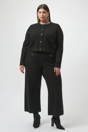 Joseph Ribkoff PANTS|Sweater Knit Straight Leg Pants | Black