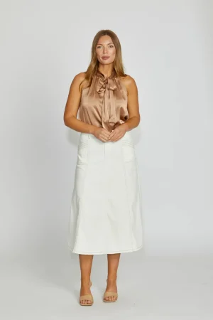 New London Jeans SKIRTS|Kenley Midi Skirt | Milk/Tan