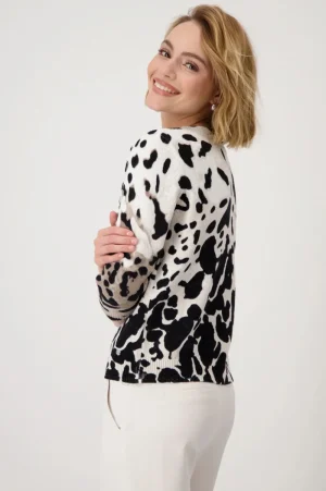 Monari JUMPERS & KNITWEAR|Knitted Jumper | Creamy Leopard Pattern