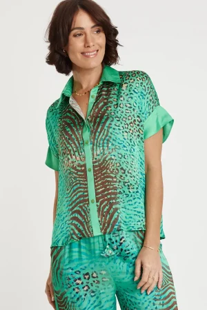 Lula Soul TEES & TOPS & SHIRTS|Maasai Shirt | Emerald