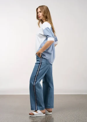 Madly Sweetly TEES & TOPS & SHIRTS|Mixed Media Stripe Top | Chambray/Stripe