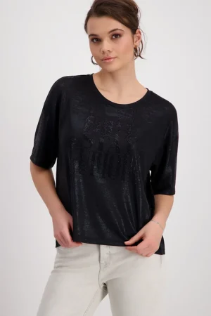 Monari TEES & TOPS & SHIRTS|Decorative Font Shirt | Black