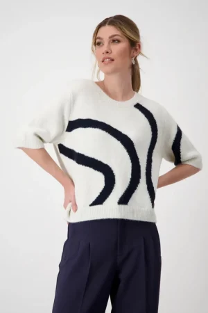 Monari JUMPERS & KNITWEAR|Round Neck Pullover | Off White