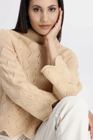 Monari JUMPERS & KNITWEAR|Stand Up Collar Pullover | Peach Nectarine