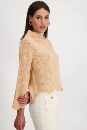 Monari JUMPERS & KNITWEAR|Stand Up Collar Pullover | Peach Nectarine