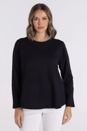 Two T's JUMPERS & KNITWEAR|Pocket Crew | Black