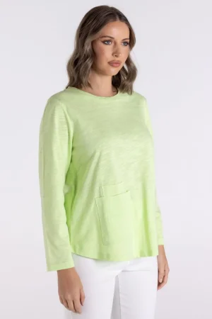 Two T's JUMPERS & KNITWEAR|Pocket Crew | Lime