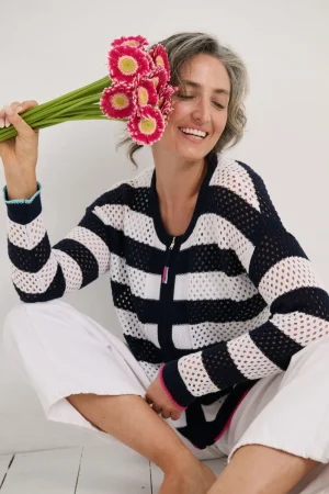 Zaket u0026 Plover JUMPERS & KNITWEAR|Pointelle Zip Cardi | Navy