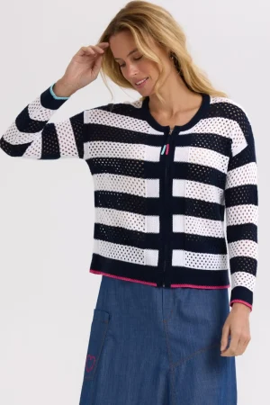 Zaket u0026 Plover JUMPERS & KNITWEAR|Pointelle Zip Cardi | Navy